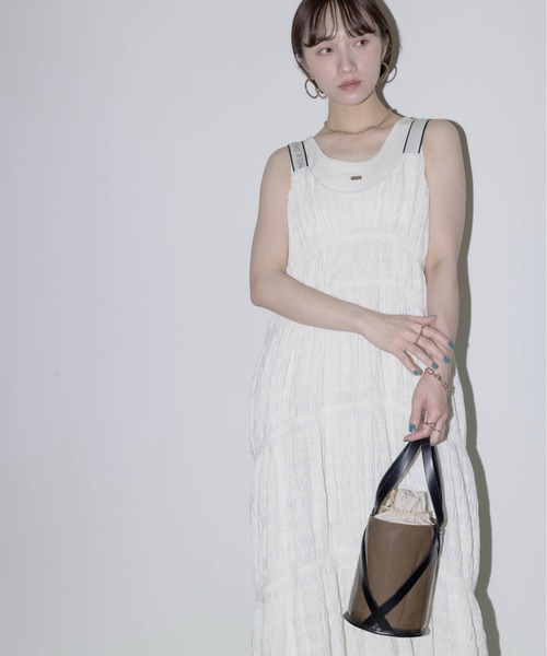 タグ付き新品 Eimee Law ロゴテープ シャーリングジャガードワンピース Eimee Law ワンピース ロゴテープ シャーリングジャガード