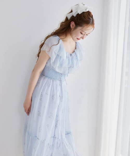 オリジナル刺繍シアーガウンワンピース one after another NICE CLAUP ワンピース 「moon light marine