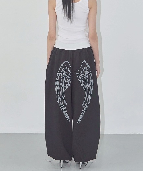 ★FANCY CLUB★バッグ 羽 プリント スウェットパンツ FANCY CLUB スウェットパンツ ジャージ 「FANCY CLUB」ANGEL