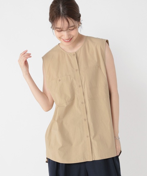 Studio clip レディース　ブラウス studio CLIP ブラウス シャツ ノーカラーポケットNSSH