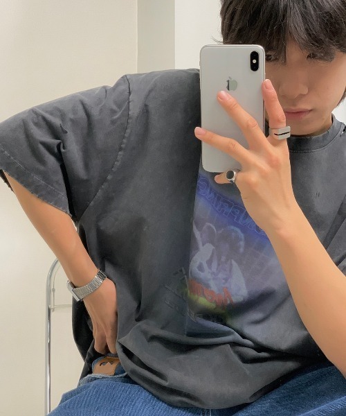 「MASONPRINCE」 半袖Tシャツ X-SMALL ダークグレー メンズ