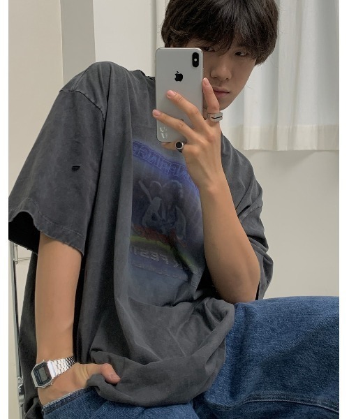 「MASONPRINCE」 半袖Tシャツ X-SMALL ダークグレー メンズ