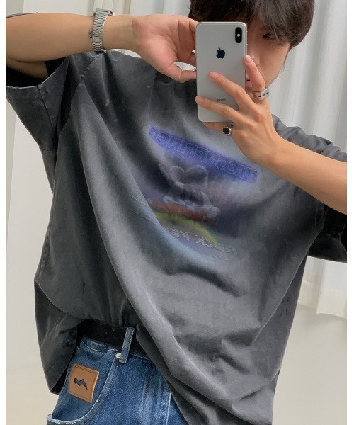 「MASONPRINCE」 半袖Tシャツ X-SMALL ダークグレー メンズ