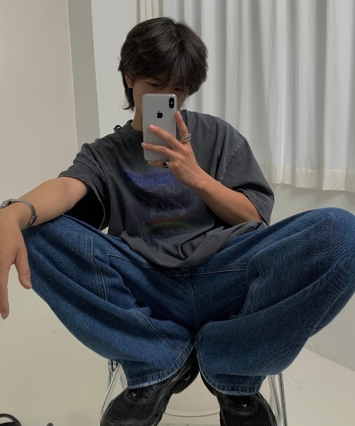「MASONPRINCE」 半袖Tシャツ X-SMALL ダークグレー メンズ