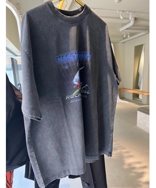 「MASONPRINCE」 半袖Tシャツ X-SMALL ダークグレー メンズ