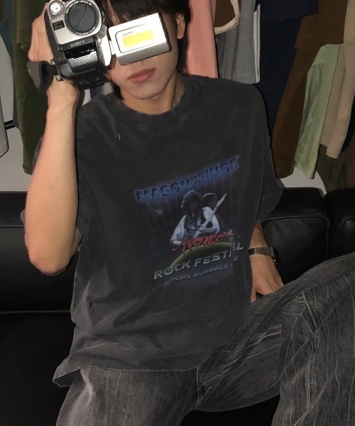 「MASONPRINCE」 半袖Tシャツ X-SMALL ダークグレー メンズ