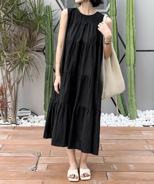 「FREE STYLISTS」 ノースリーブワンピース FREE ブラック レディース_画像3