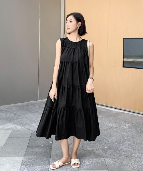 「FREE STYLISTS」 ノースリーブワンピース FREE ブラック レディース_画像5