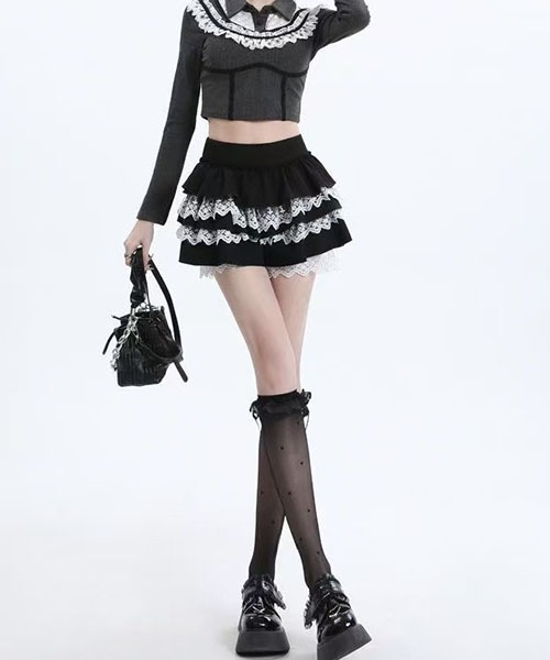 gossip!ロサンゼルス スカート レース レイヤード パンツスカート