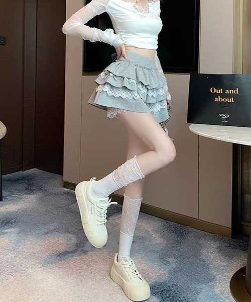 gossip!ロサンゼルス スカート レース レイヤード パンツスカート