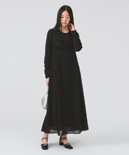 ray様 ワンピース 36黒 Ray BEAMS（レイ ビームス） ワンピース フリンジ フレア ワンピース