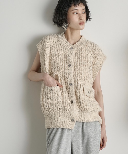 THE Yon ニット セーター ブークレメランジニットベスト レディース