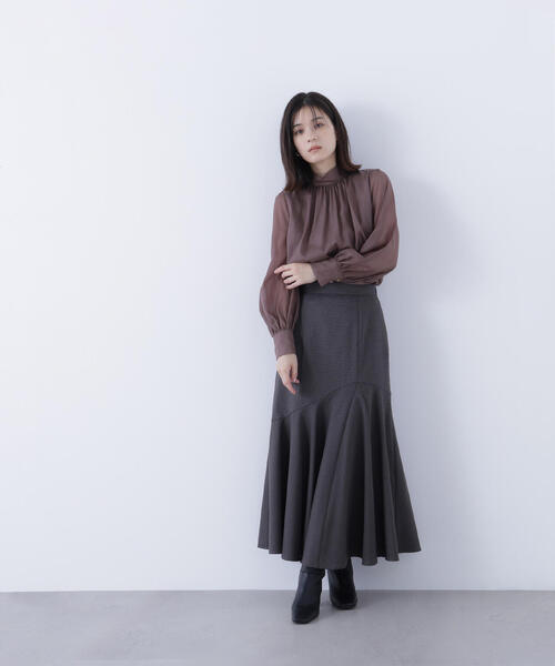 NATURAL BEAUTY BASIC スカート アシメチェックマーメイド