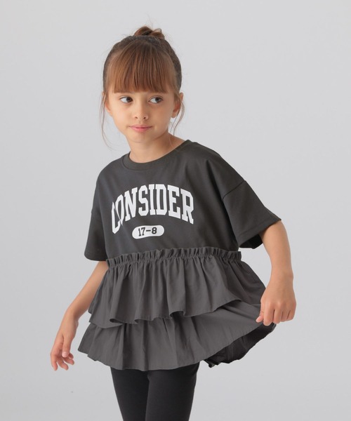 glicoページ　ハンドメイド　子供服 GLOBAL WORK tシャツ フリルドッキングT半袖/T/579766 キッズ
