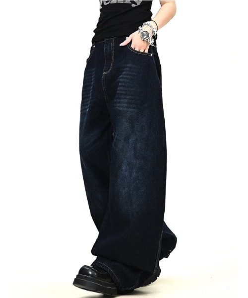 SHEENA（シーナ） ワイドパンツ ジーンズ デニム デニムパンツ バック 