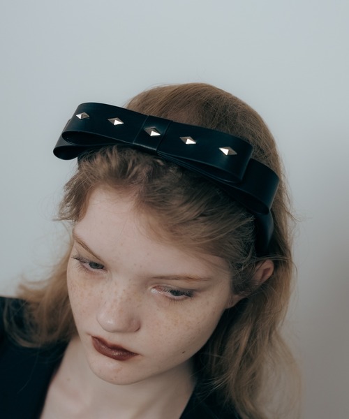 さとう Carmelo カチューシャブラック＆ホワイトセット バラ売り可 Carmelo カチューシャ Studs big bow hairband / スタッズ ビックリ
