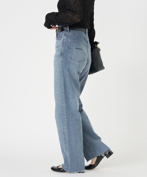 YANUK LEA カットオフ ワイドデニム IENA 別注 ライトブルー 27 YANUK LEA IENA別注 カットオフワイドデニム 27