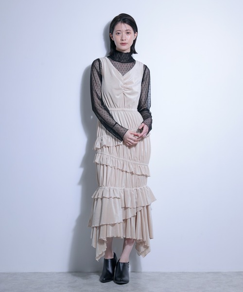 ワンピース メッシュベロアワンピース＋チュールトップス　SET | FLANEEK. | 01