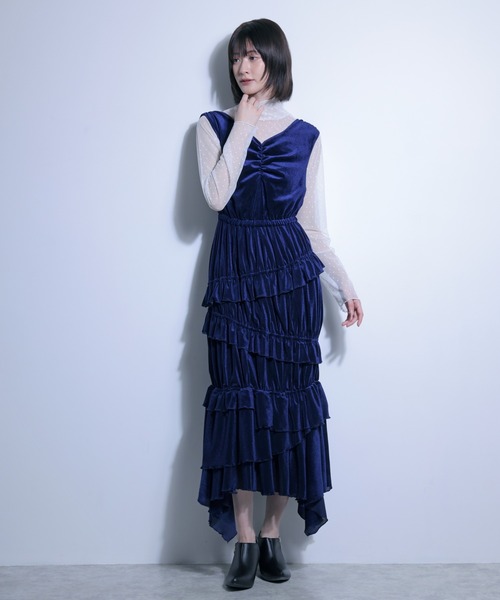 ワンピース メッシュベロアワンピース＋チュールトップス　SET | FLANEEK. | 03