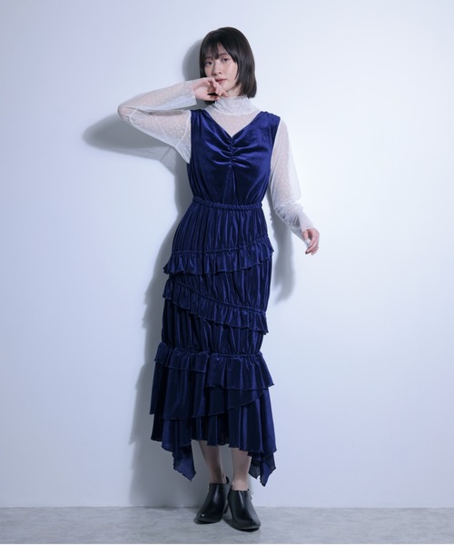 ワンピース メッシュベロアワンピース＋チュールトップス　SET | FLANEEK. | 04