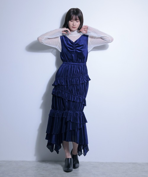 ワンピース メッシュベロアワンピース＋チュールトップス　SET | FLANEEK. | 06