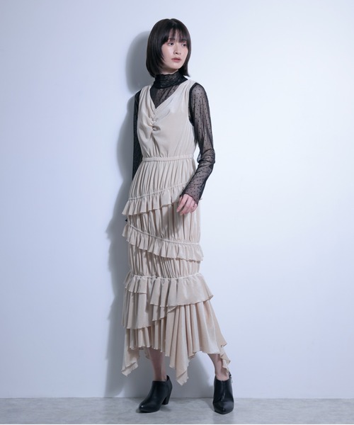 ワンピース メッシュベロアワンピース＋チュールトップス　SET | FLANEEK. | 10