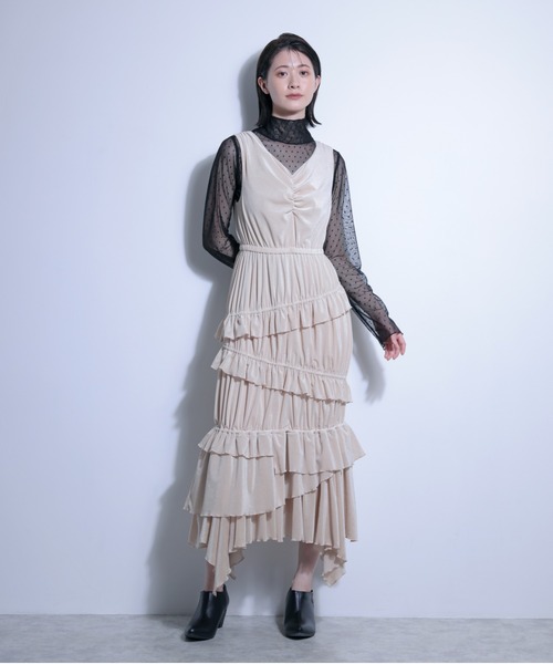 ワンピース メッシュベロアワンピース＋チュールトップス　SET | FLANEEK. | 12