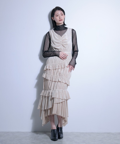 ワンピース メッシュベロアワンピース＋チュールトップス　SET | FLANEEK. | 13