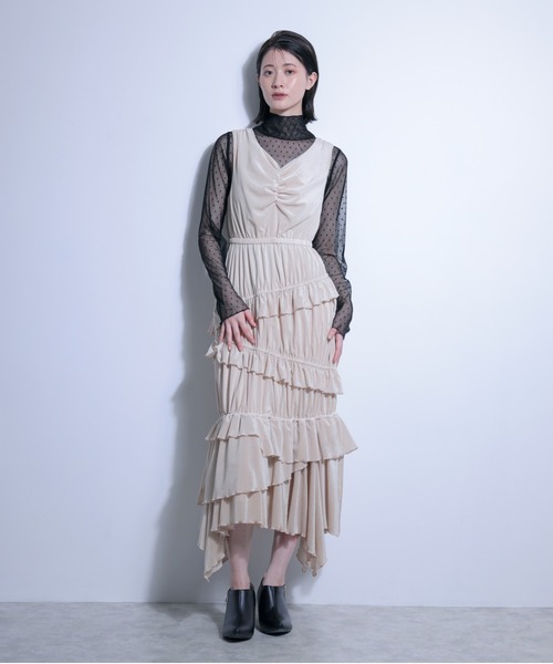 ワンピース メッシュベロアワンピース＋チュールトップス　SET | FLANEEK. | 14