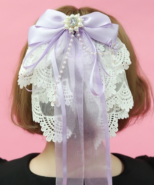 axes femme POETIQUE ヘアクリップ レースフリル×リボンバレッタ