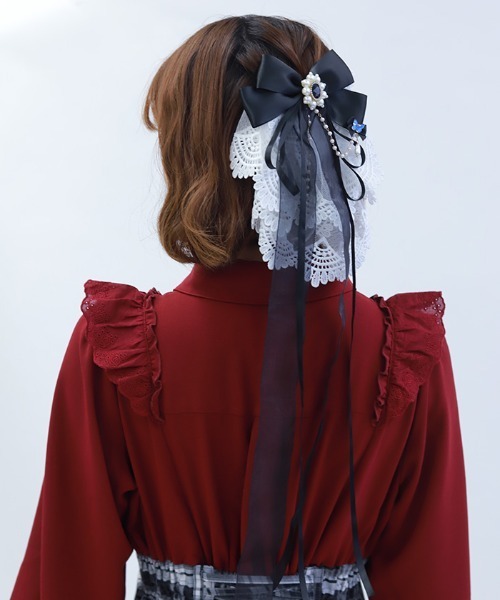 axes femme POETIQUE ヘアクリップ レースフリル×リボンバレッタ