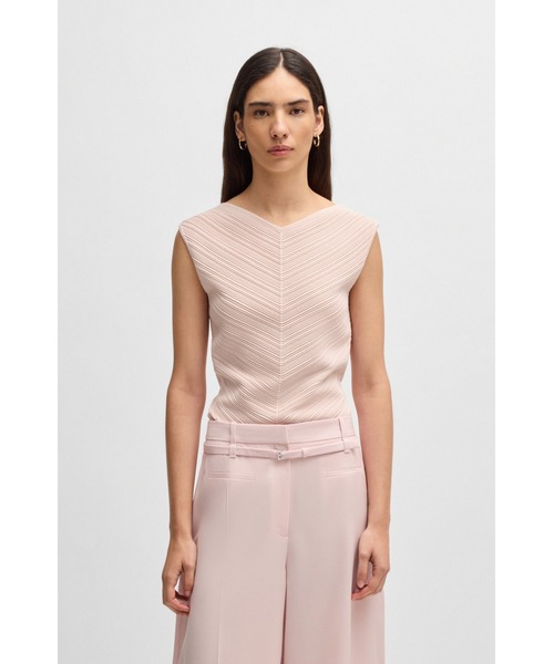 BOSS（HUGO BOSS） tシャツ Vネックトップス ニットストラクチャー