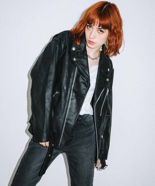 X-girl（エックスガール） レザーブルゾン 1 ブラック レディース