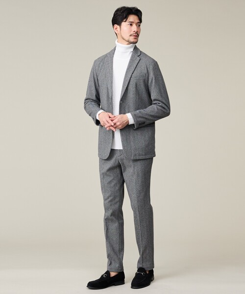 アバハウス（ABAHOUSE）/【セットアップ対応】ヘリンボーン ジャガード ニットスラックス ABAHOUSE GRAY スラックス 「セットアップ対応」ヘリンボーン