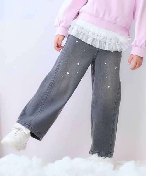 mezzo piano ワイドパンツ パンツ キラキラデニム・ツイル ワイド