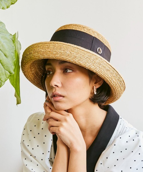 「Chapeau d' O」 ストローハット M/57.5cm ブラック レディース_画像2