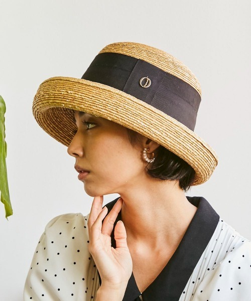 「Chapeau d' O」 ストローハット M/57.5cm ブラック レディース_画像3