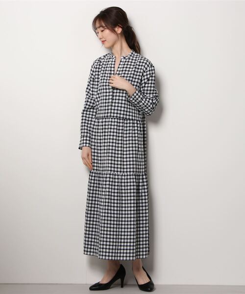 「SHIPS any」 長袖ワンピース ONE SIZE ブラック レディース_画像2