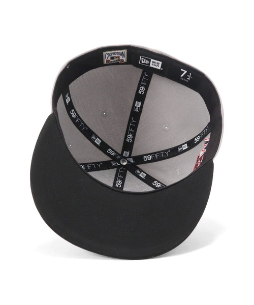 New Era 59FIFTY キャップ 7 1/4、グレー/ブラック NEW ERA（ニューエラ） キャップ「Cooperstown Ball Capコラボ」 7 1/4