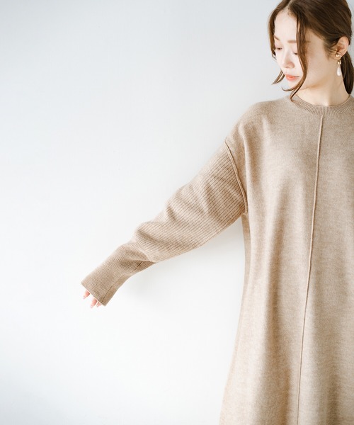 「haco!」 ニットワンピース MEDIUM ベージュ レディース_画像3