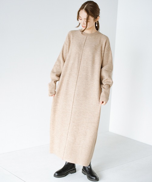 「haco!」 ニットワンピース MEDIUM ベージュ レディース_画像5