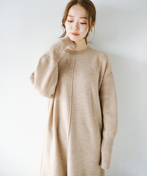 「haco!」 ニットワンピース MEDIUM ベージュ レディース_画像6