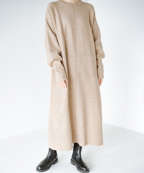 「haco!」 ニットワンピース MEDIUM ベージュ レディース_画像9