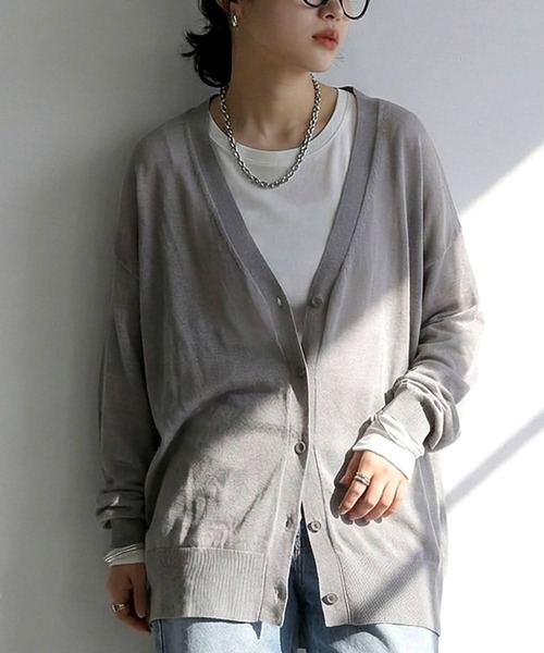 【DK.GRAY】<conte>シアー Vネックカーディガン UNITED ARROWS LTD. OUTLET｜<conte>シアー Vネックカーディガン