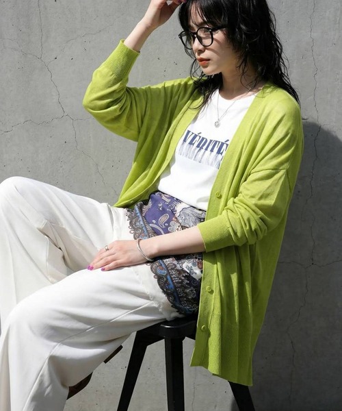 antiqua　完売品　タグ付き　レトロ柄カーデ antiqua（アンティカ） カーディガン カラーステッチカーディガン