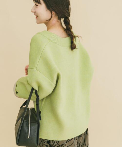 V306/ AMERI VINTAGE セーター ニット ドロップショルダー 緑 Ameri（アメリ）の「TURN OVER KNIT CARDIGAN（ニット/セーター）」 - WEAR