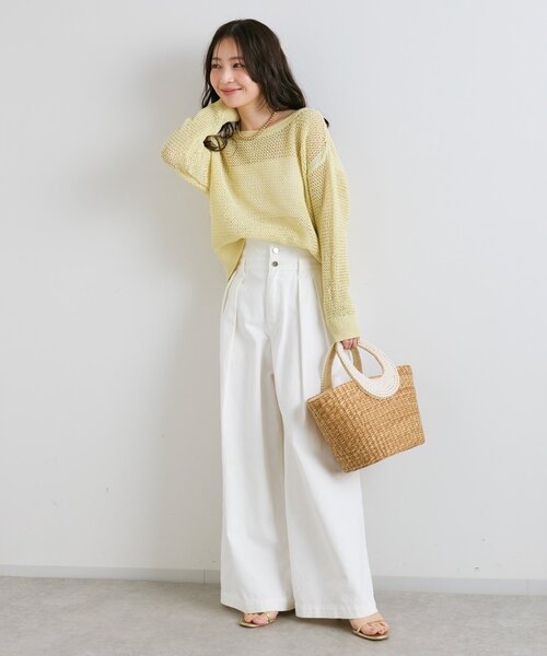 パールハンドルバスケット　L La boutique Bonbon（ラブティックボンボン） かごバッグ カゴバッグ