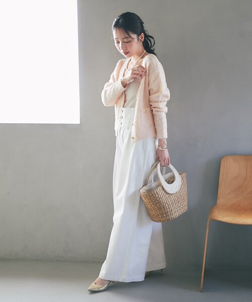 ラブティックボンボンパールハンドルバスケットL La boutique Bonbon（ラブティックボンボン） かごバッグ カゴバッグ