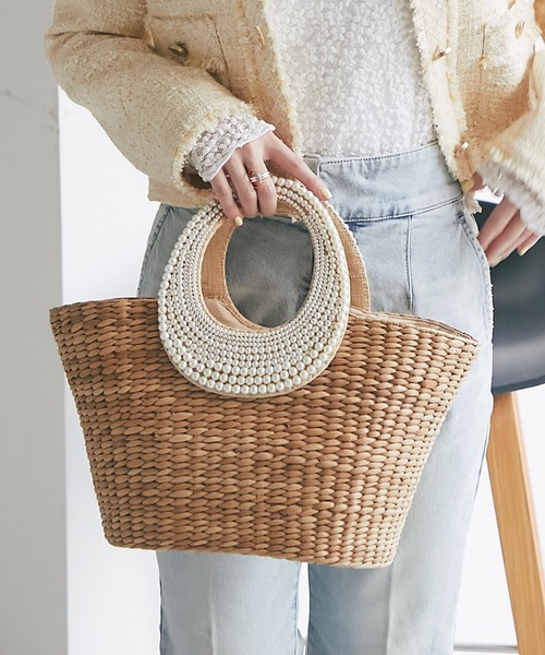 ラブティックボンボンパールハンドルバスケットL デートにおすすめ！愛されバッグ】パールハンドルバスケットL | La