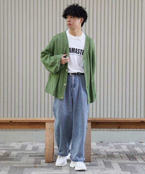 「ADAMASTE」 ニットカーディガン FREE グリーン メンズ_画像8